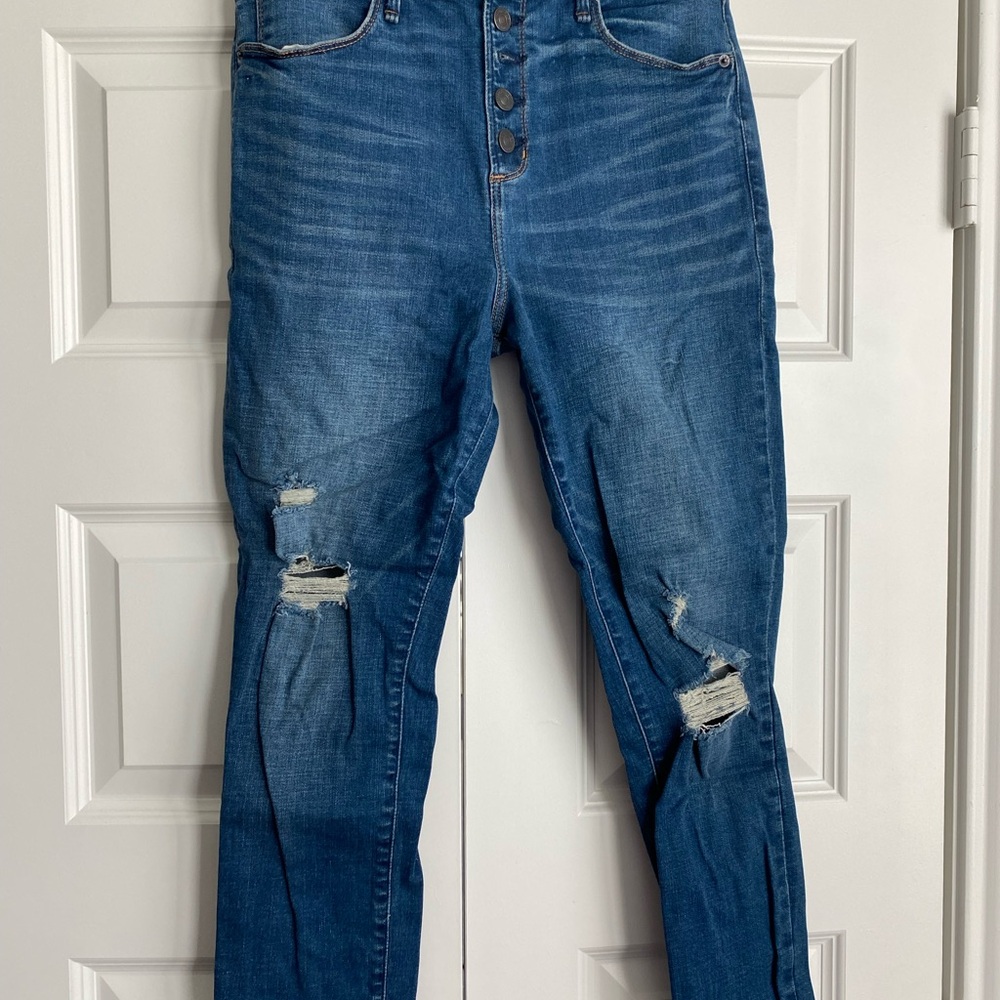 Abercrombie & Fitch Blue Skinny Jeans with Distressed Details